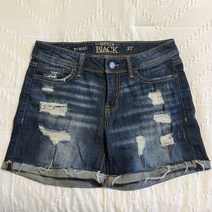 Buckle Black Denim Shorts